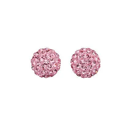 Rose Pink Crystal Ball Earrings