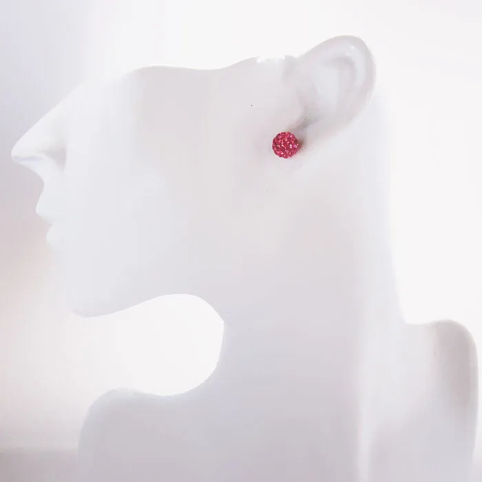 Rose Pink Crystal Ball Earrings