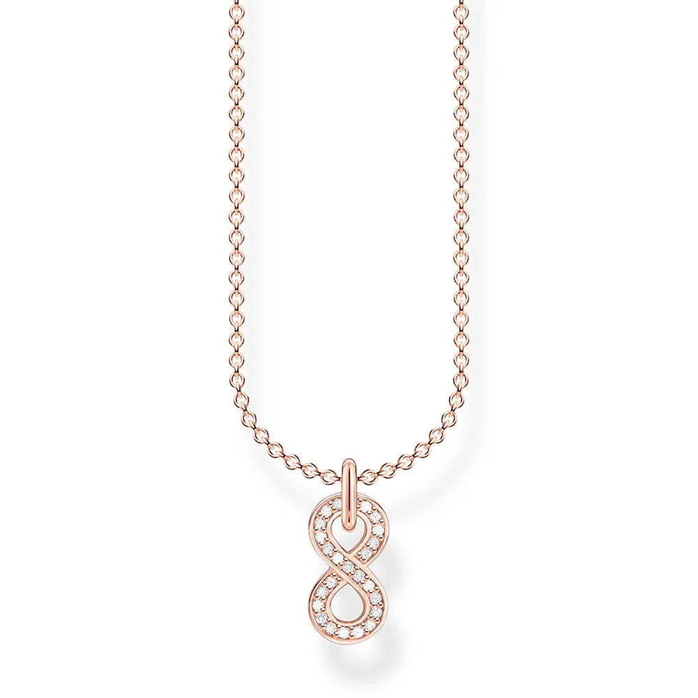 Rose Plated Sterling Silver Thomas Sabo Charm Club Ininfity Necklace 38-45cm