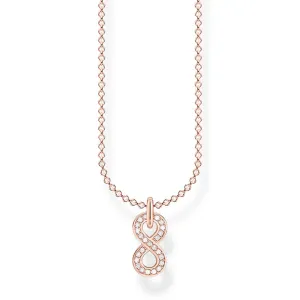 Rose Plated Sterling Silver Thomas Sabo Charm Club Ininfity Necklace 38-45cm