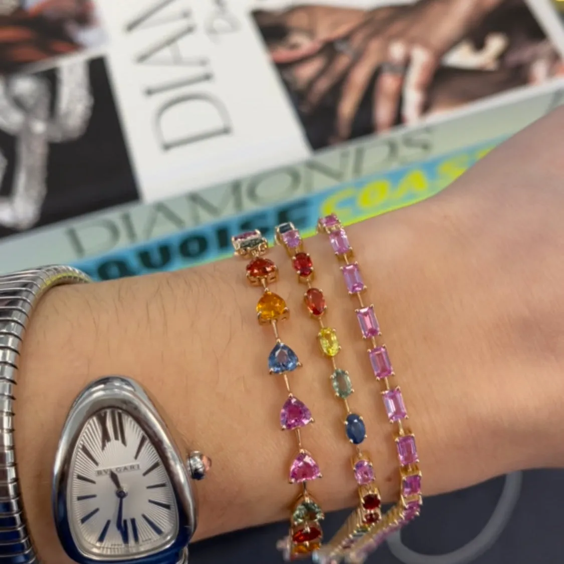 Segment Sapphires Rainbow Tennis Bracelet
