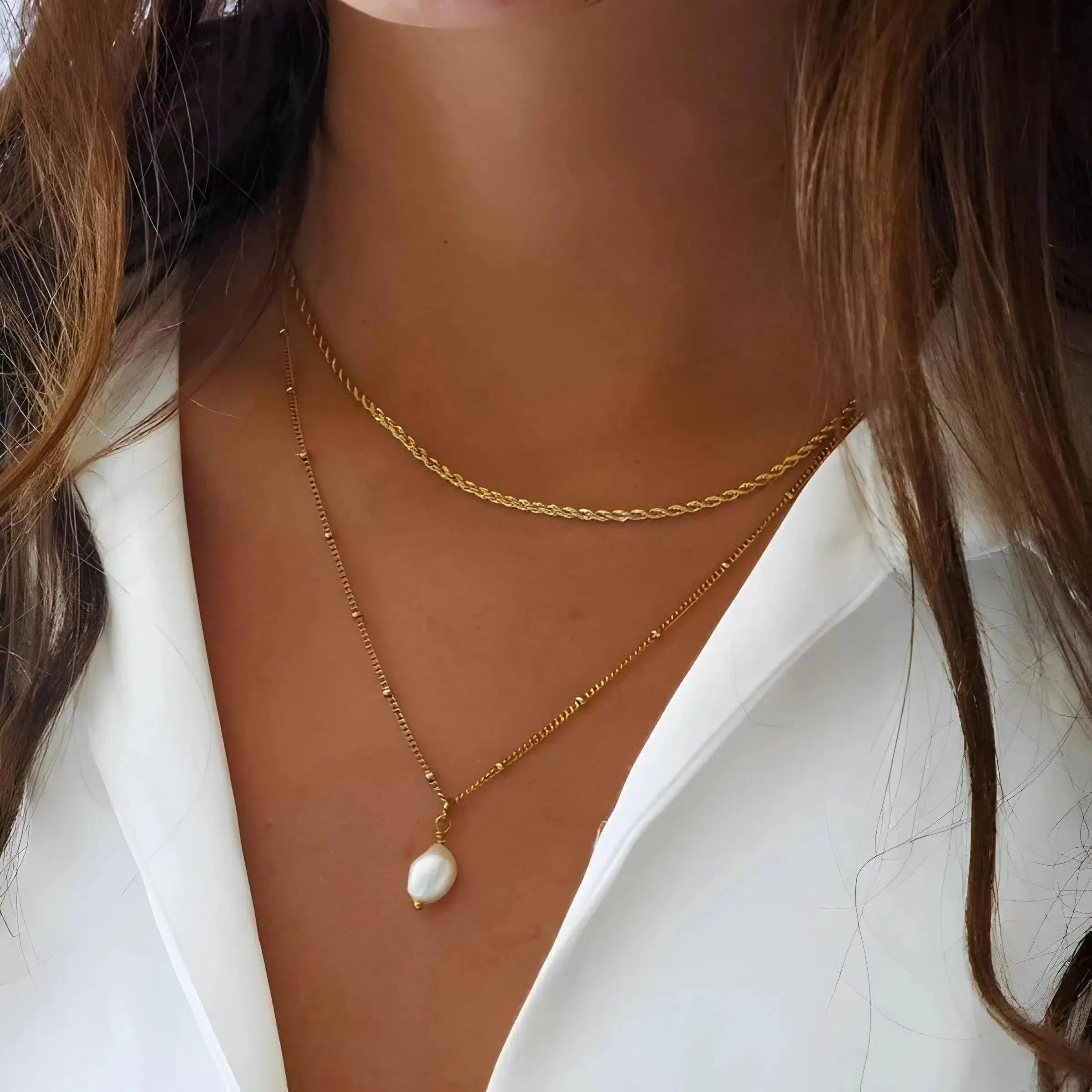 Serenza – Modern choker with pearl pendant – Necklace set