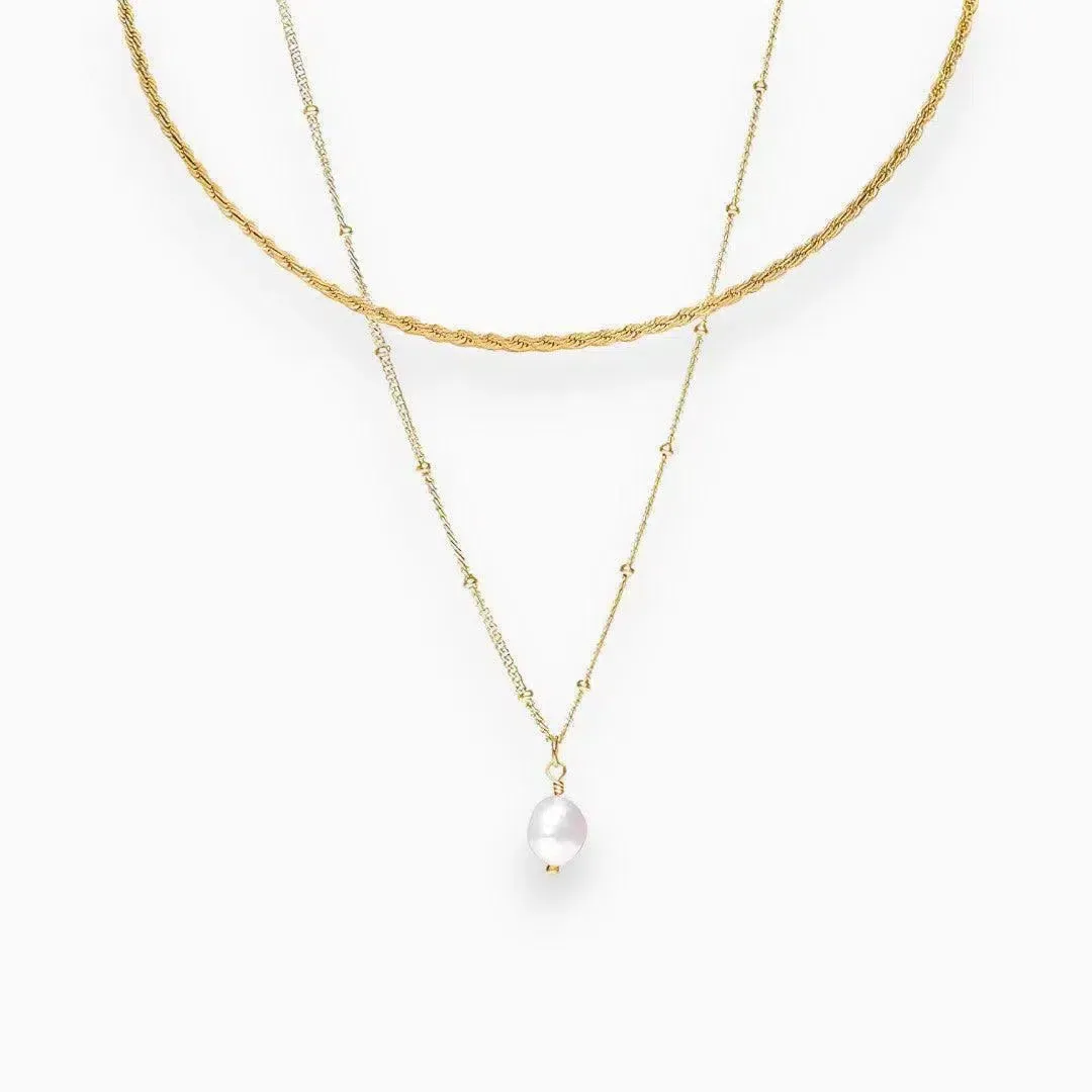 Serenza – Modern choker with pearl pendant – Necklace set