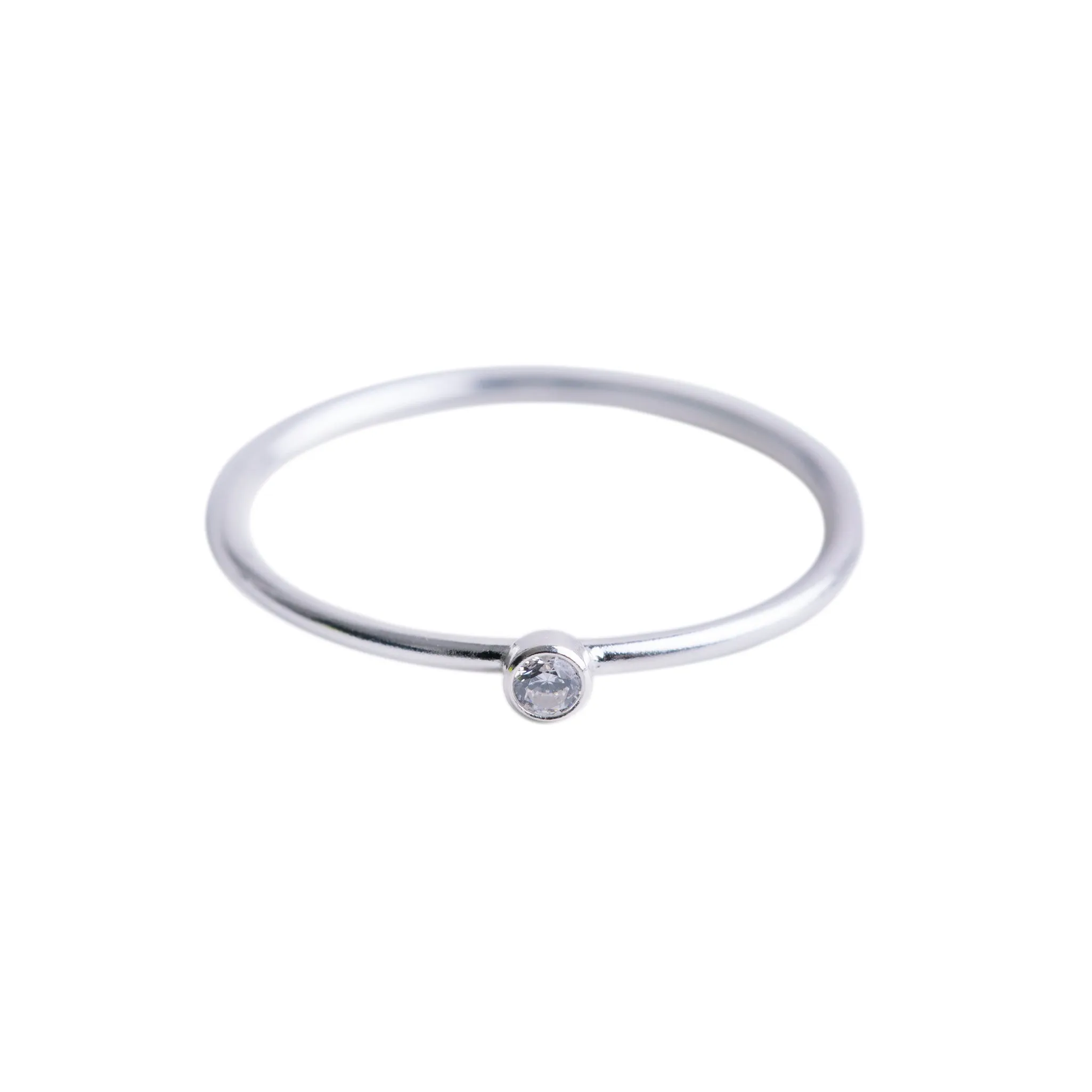 Silver Cubic Zirconia Stacking Ring