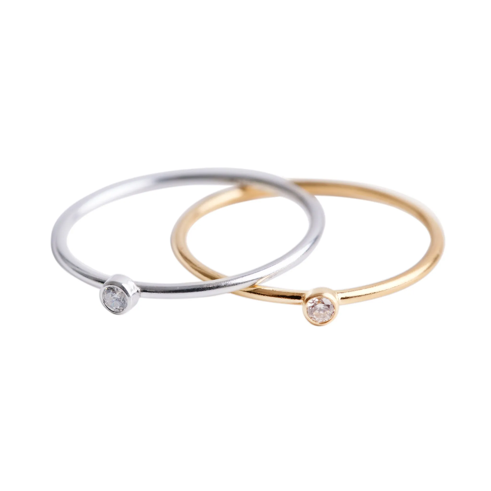 Silver Cubic Zirconia Stacking Ring