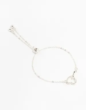 Silver Czech Crystals Heart Infinity Toggle Bracelet