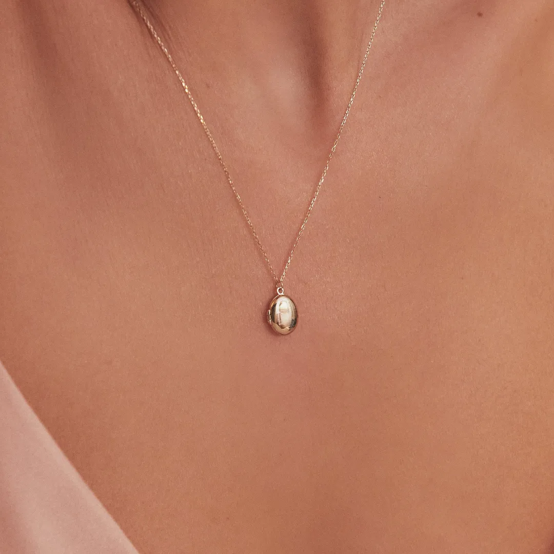 Silver Oval Locket Necklace