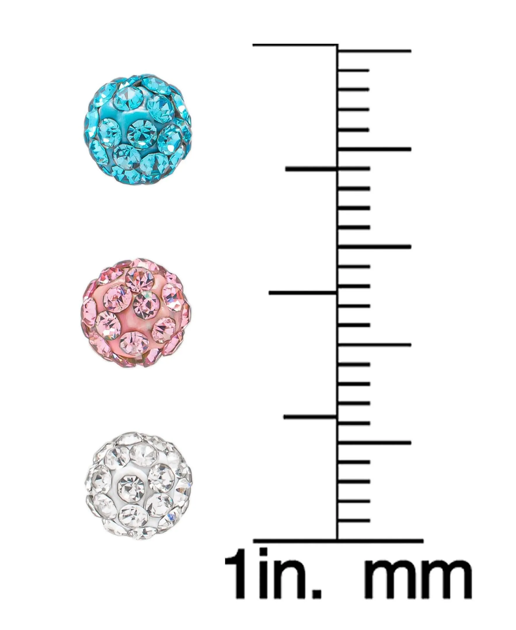 Silver Plated Crystal Ball 3PC Stud Set Earrings