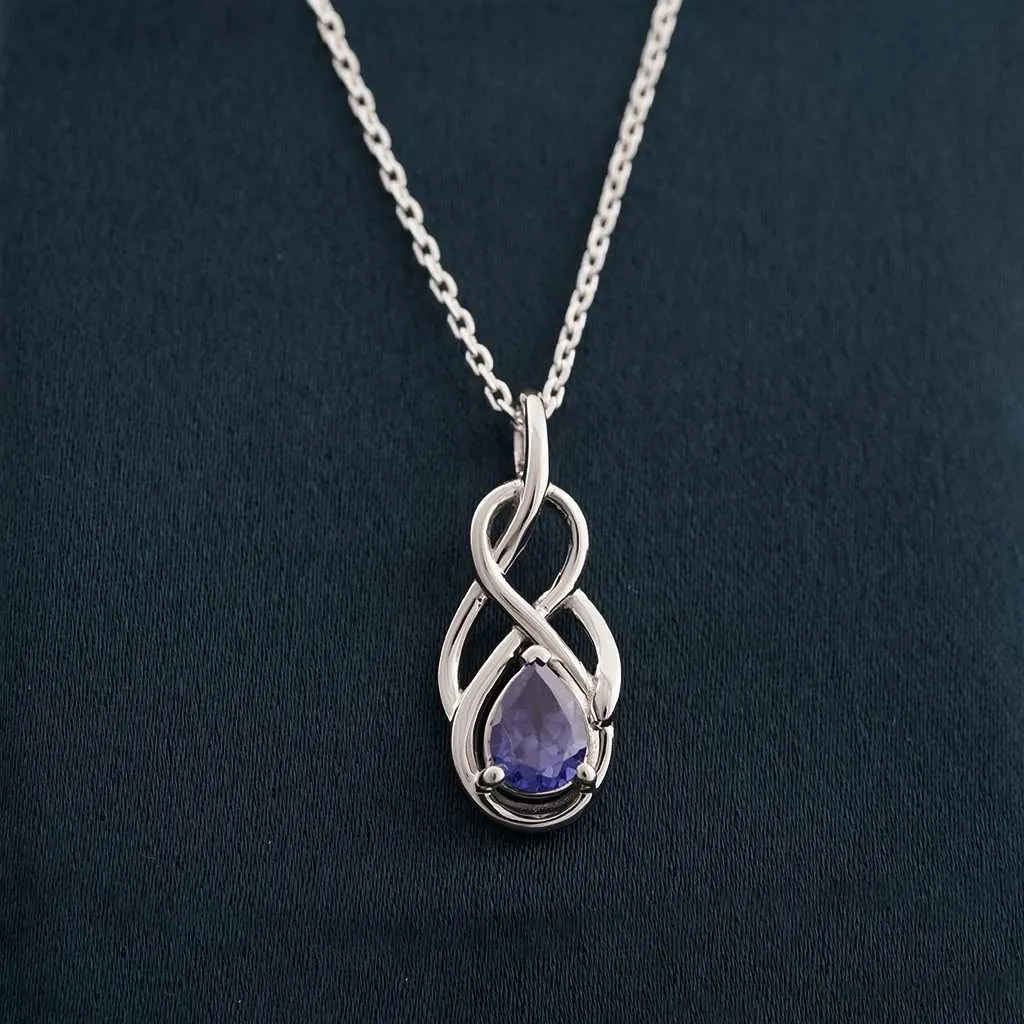 Silver Sapphire Infinity knot Pendant