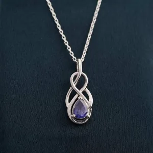 Silver Sapphire Infinity knot Pendant