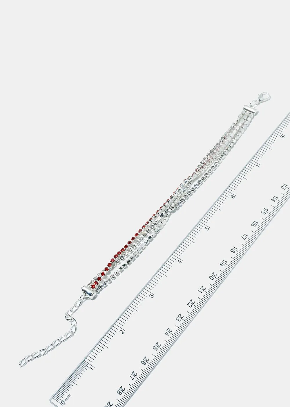 Silver Triple Rhinestone Studded Bracelet