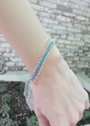 Silver Triple Rhinestone Studded Bracelet