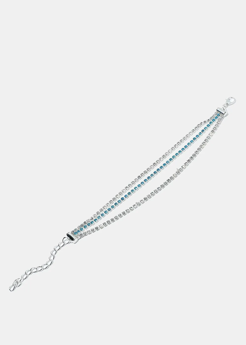 Silver Triple Rhinestone Studded Bracelet