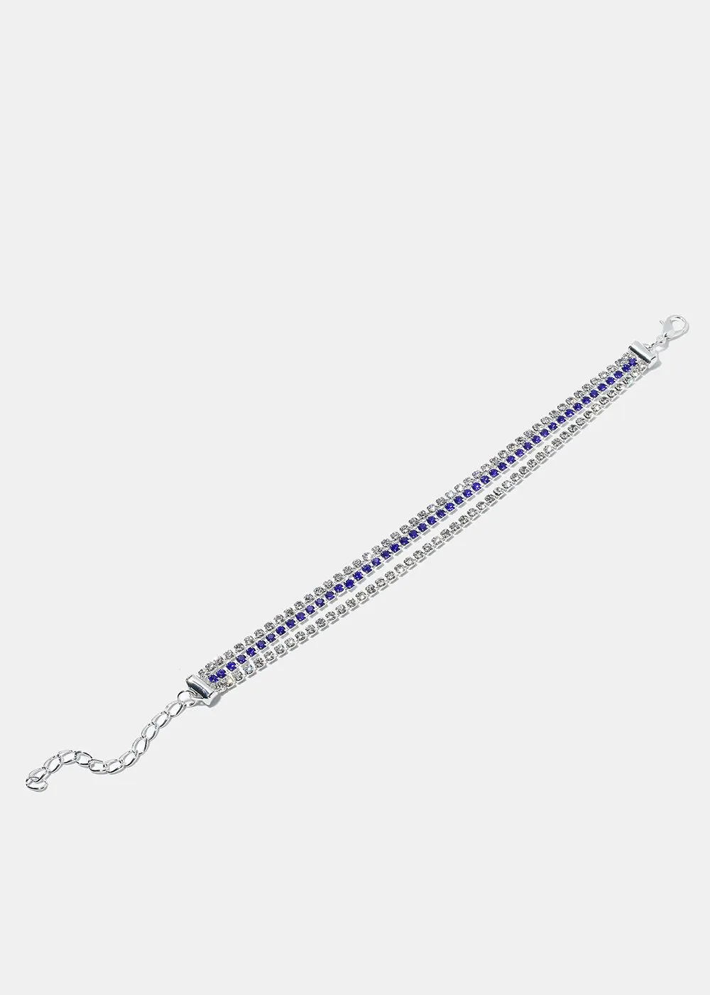 Silver Triple Rhinestone Studded Bracelet