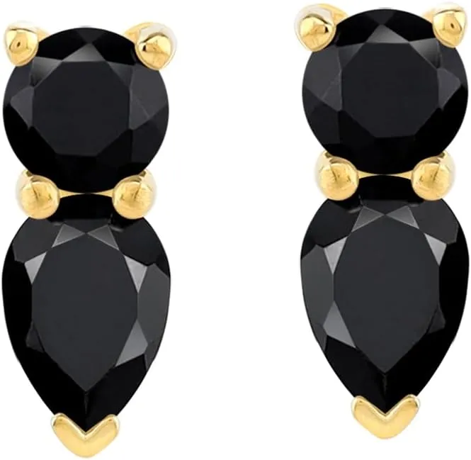 Silvershake White Gold Plated or Yellow Gold Plated 925 Sterling Silver Basic Drop Stud Post Gemstone Earrings Jewelry for Women