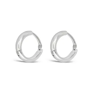 SIMPLE PLAIN HOOP SILVER EARRING