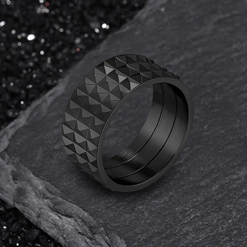 Simple Rhombus Pattern Stainless Steel Band Ring