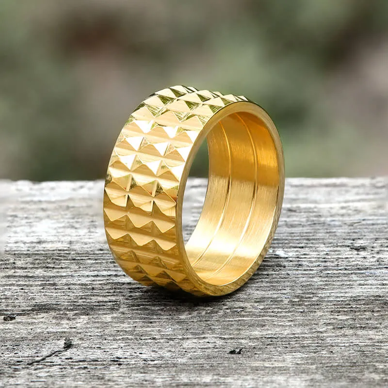 Simple Rhombus Pattern Stainless Steel Band Ring
