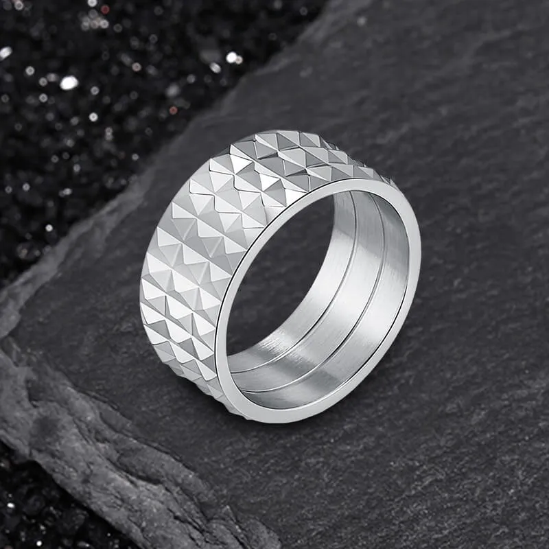 Simple Rhombus Pattern Stainless Steel Band Ring