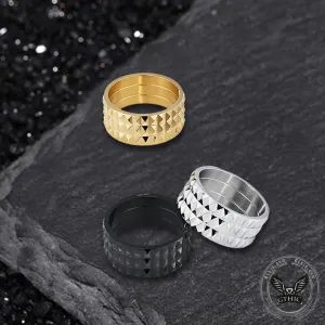 Simple Rhombus Pattern Stainless Steel Band Ring