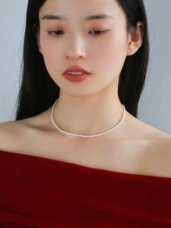 Single White Mini Freshwater Pearl Necklace