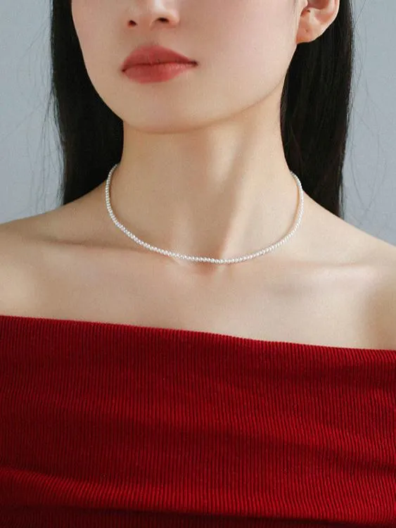 Single White Mini Freshwater Pearl Necklace