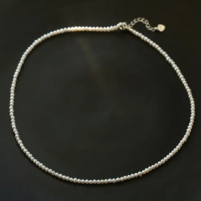 Single White Mini Freshwater Pearl Necklace