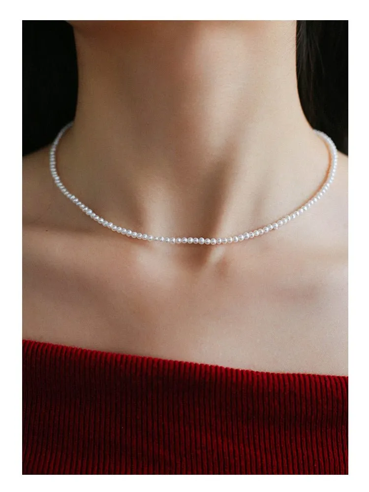 Single White Mini Freshwater Pearl Necklace