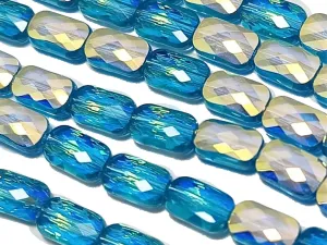 Sky Blue & Off White Rectangular Designer Crystal Beads