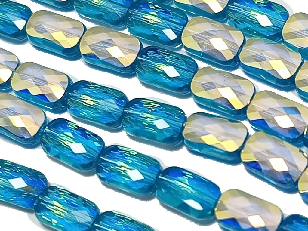 Sky Blue & Off White Rectangular Designer Crystal Beads