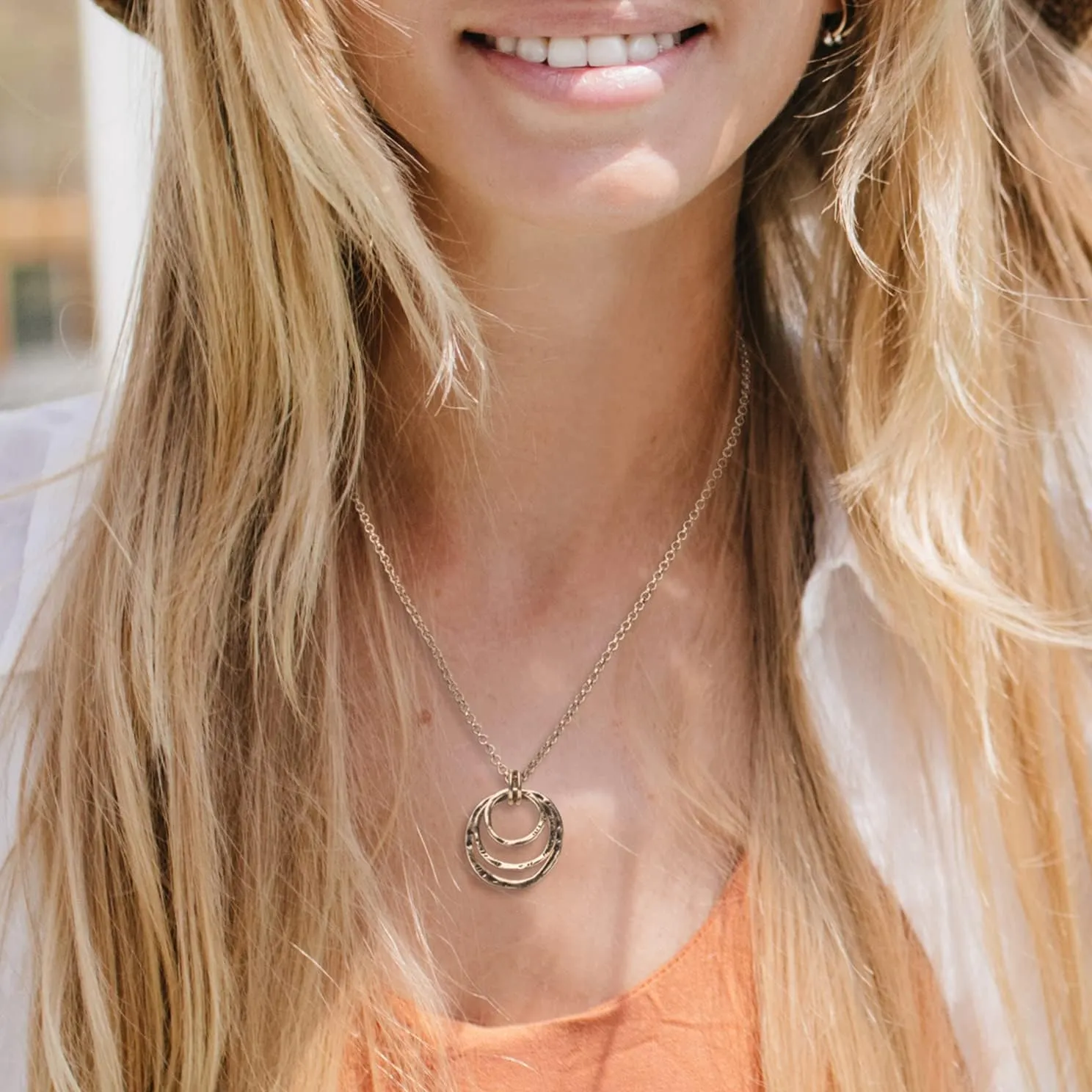 SPUNKYsoul Boho 3 Circle Pendant Handmade Earth Ocean Necklace Jewelry for Women Gold Silver Copper Rose Gold Multi-Metal