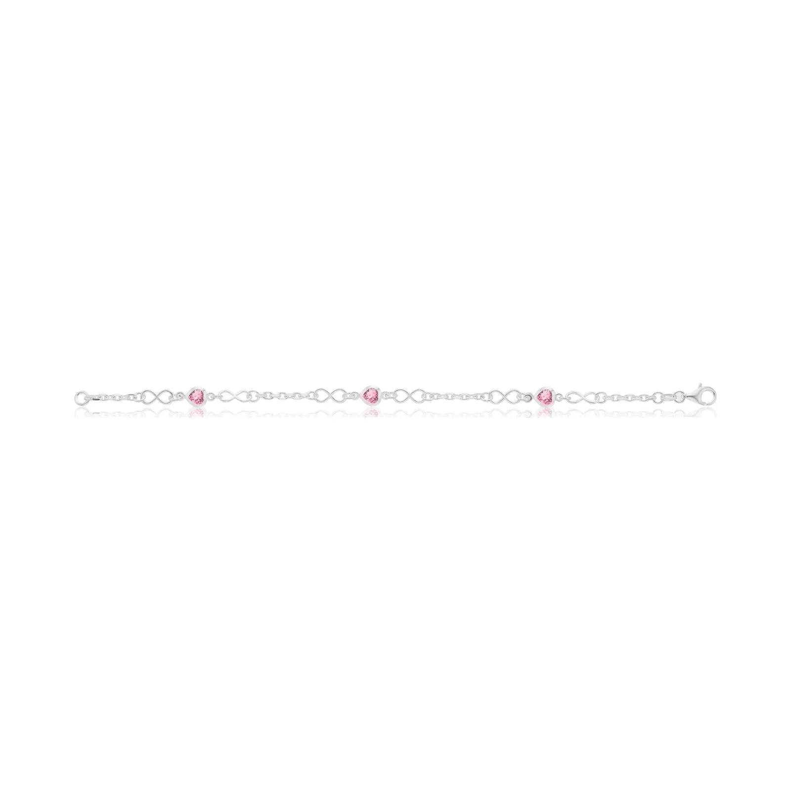 Sterling Silver 19cm Pink Cubic Zirconia Infinity Bracelet