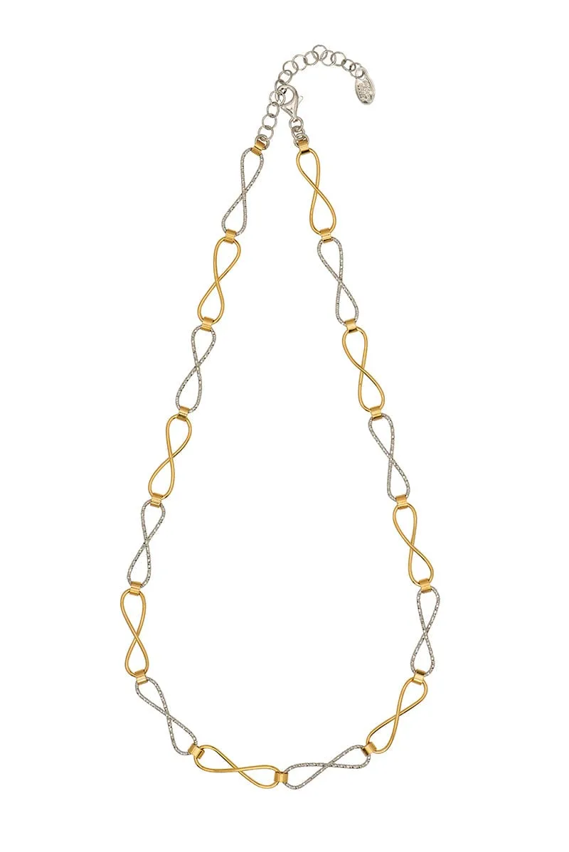 Sterling Silver & Yellow Gold Plated Elongated Infinity Necklace