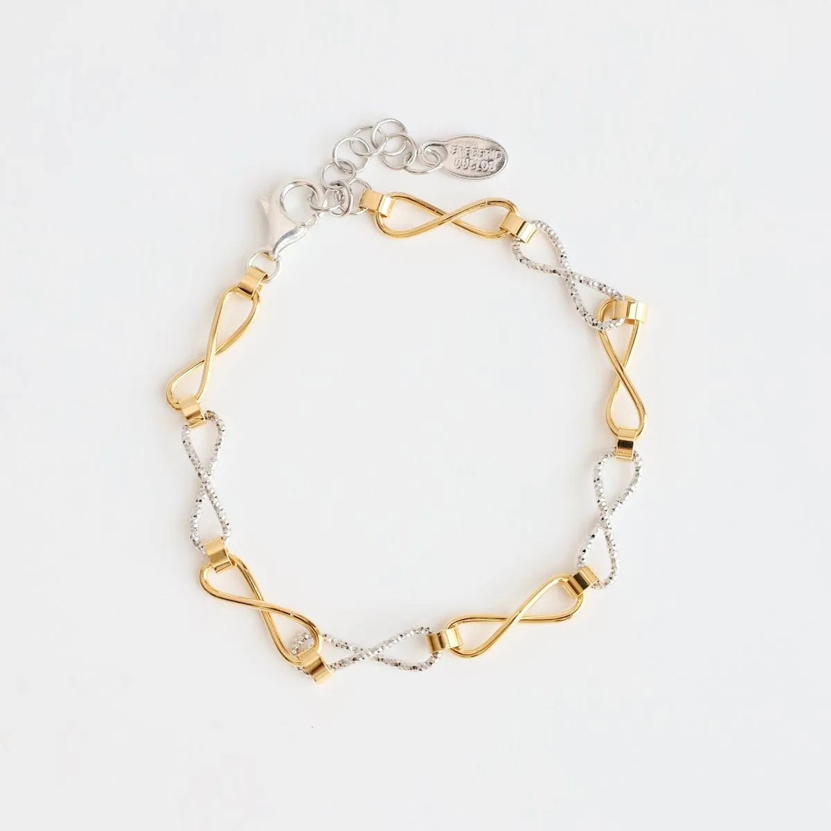 Sterling Silver & Yellow Gold Plated Infinity Bracelet