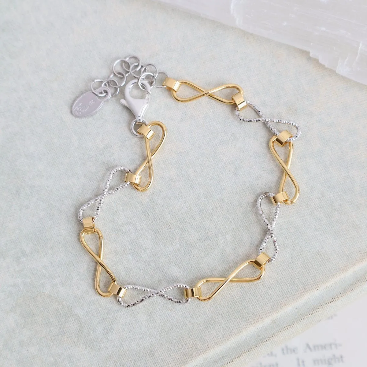Sterling Silver & Yellow Gold Plated Infinity Bracelet