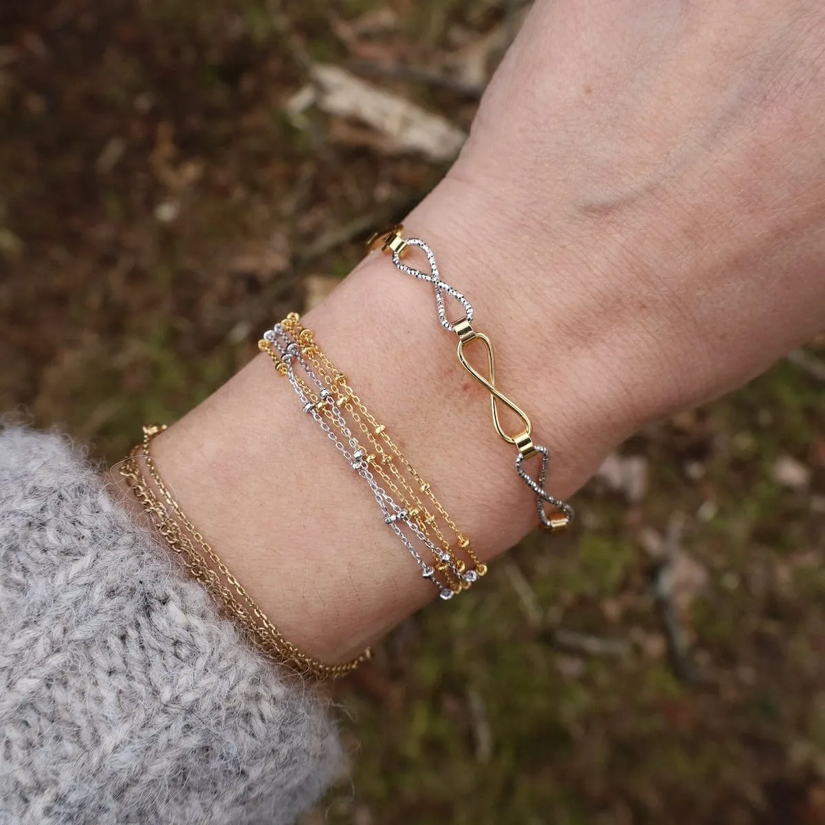 Sterling Silver & Yellow Gold Plated Infinity Bracelet