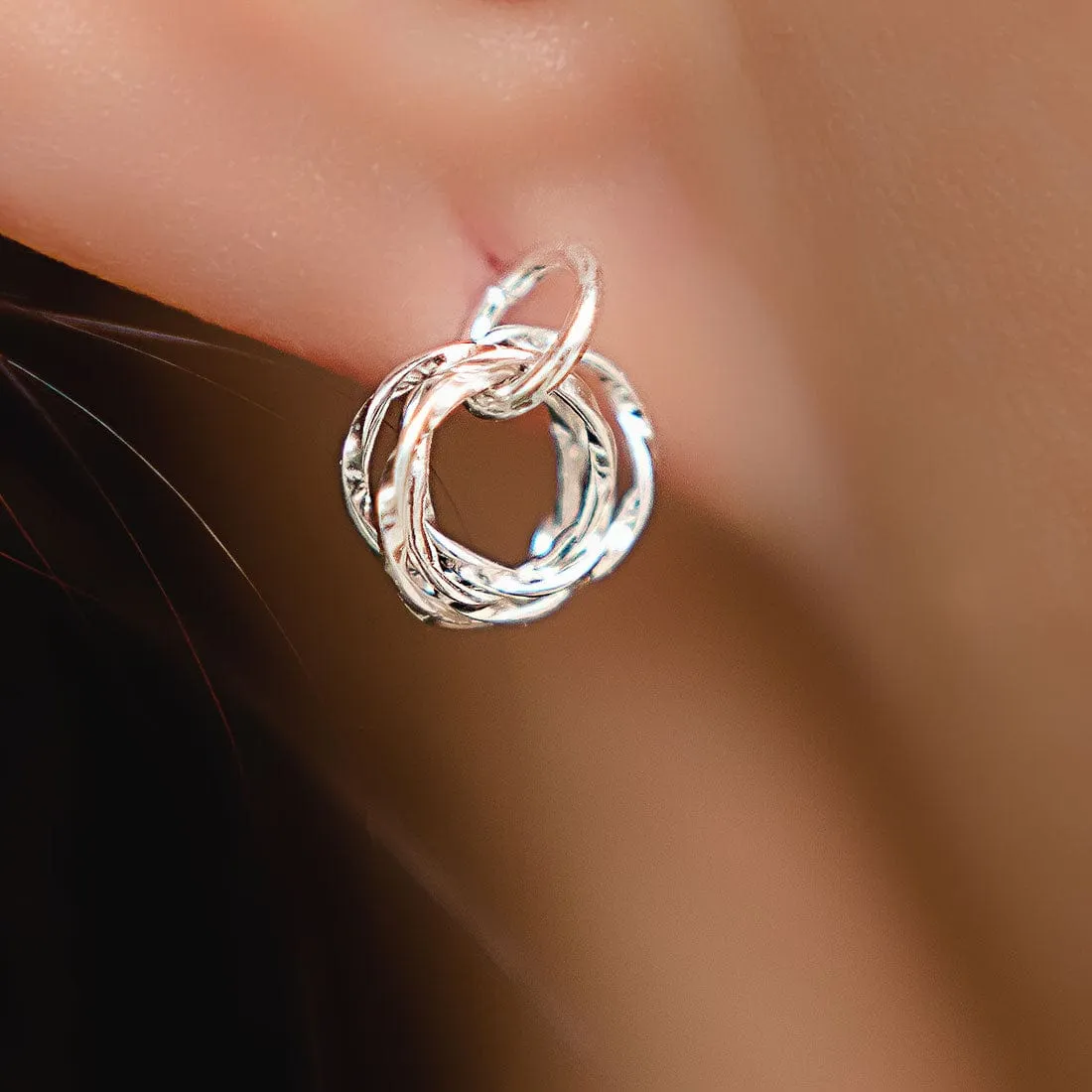 Sterling Silver Earrings Petite Quad Circles