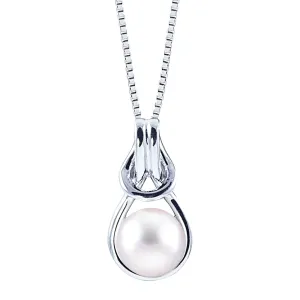 Sterling Silver Freshwater Button Cultured Pearl Pendant, w/ 9 -- 9.5 mm Pearl, 18" Chain