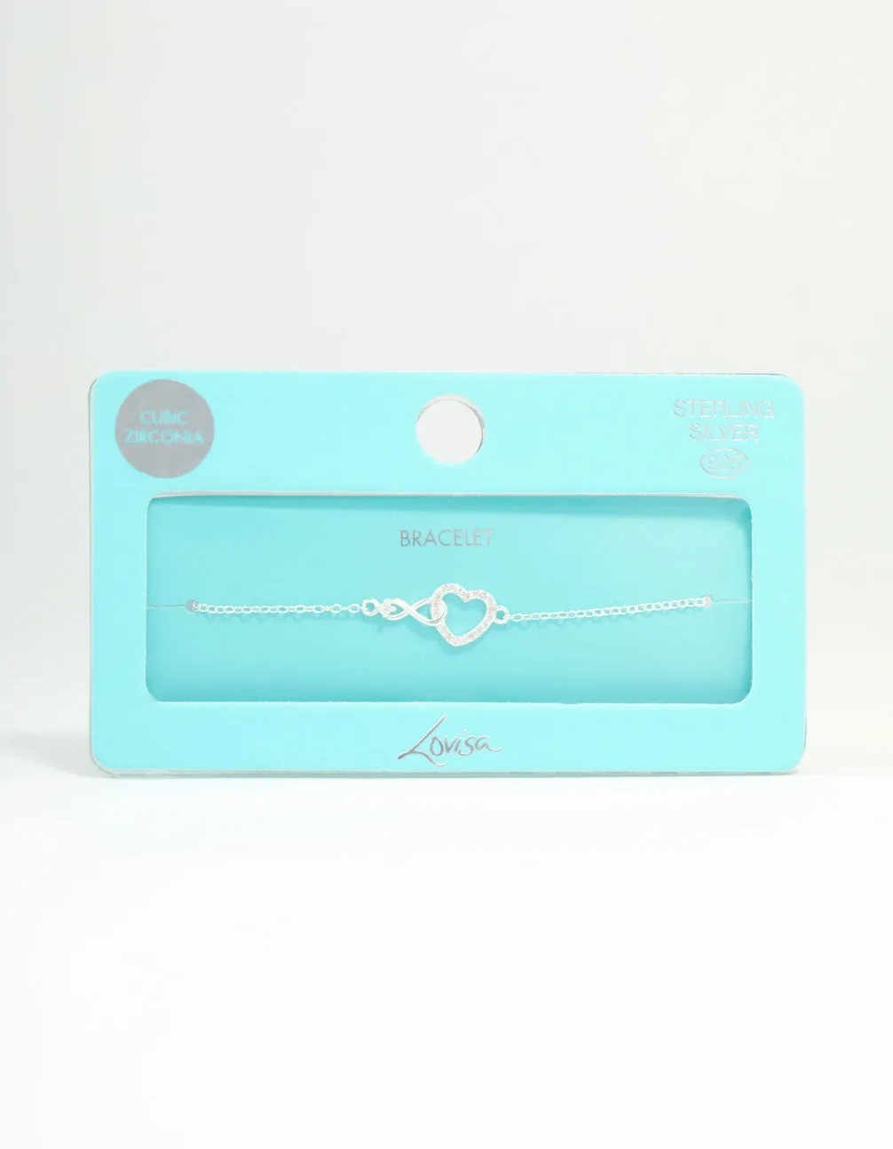 Sterling Silver Infinity & Cubic Zirconia Heart Link Bracelet