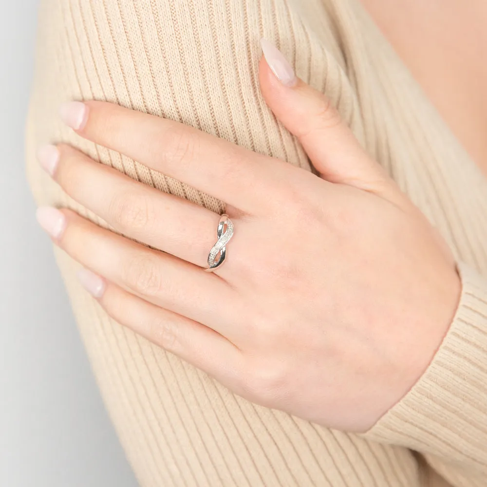 Sterling Silver Infinity Diamond Ring