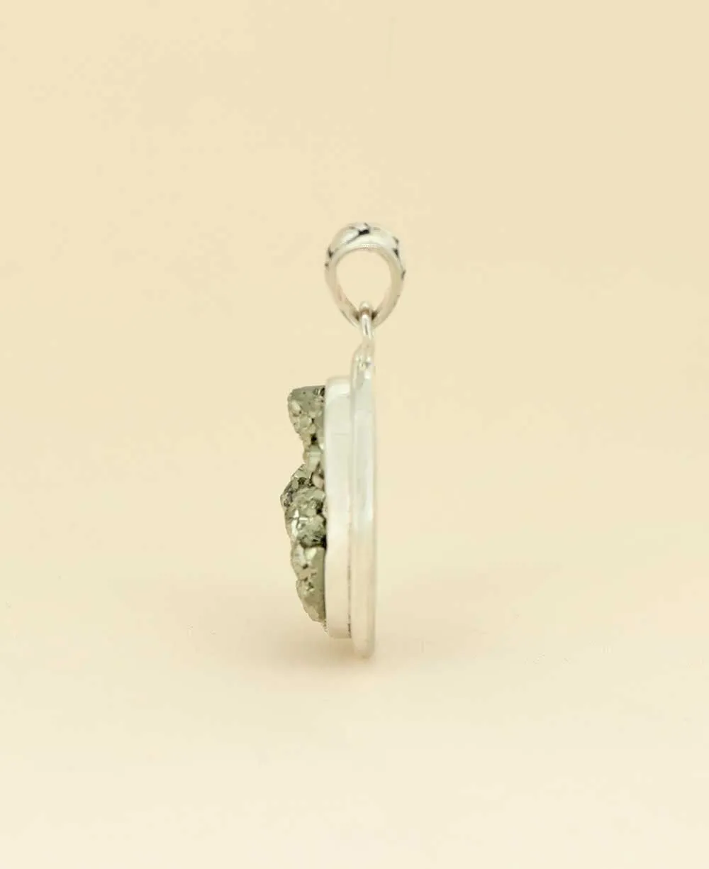 Sterling Silver Pyrite Gemstone Pendant