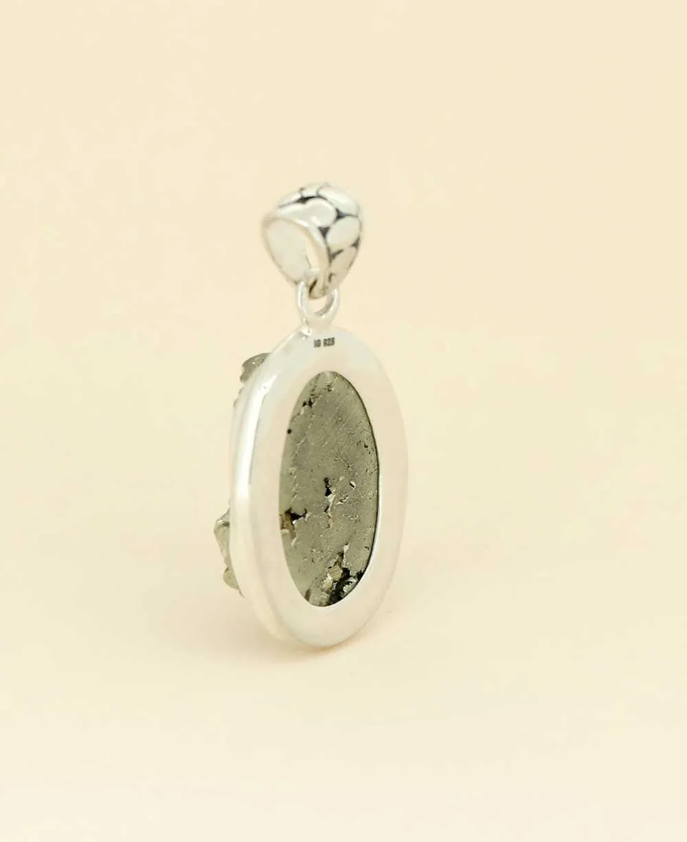 Sterling Silver Pyrite Gemstone Pendant