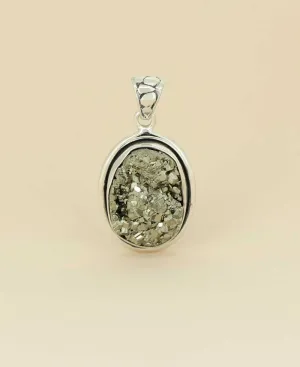 Sterling Silver Pyrite Gemstone Pendant
