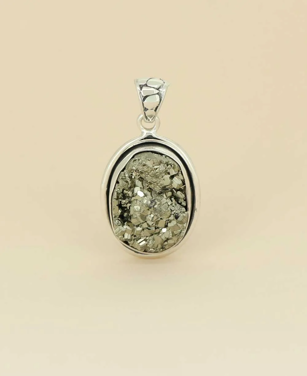 Sterling Silver Pyrite Gemstone Pendant