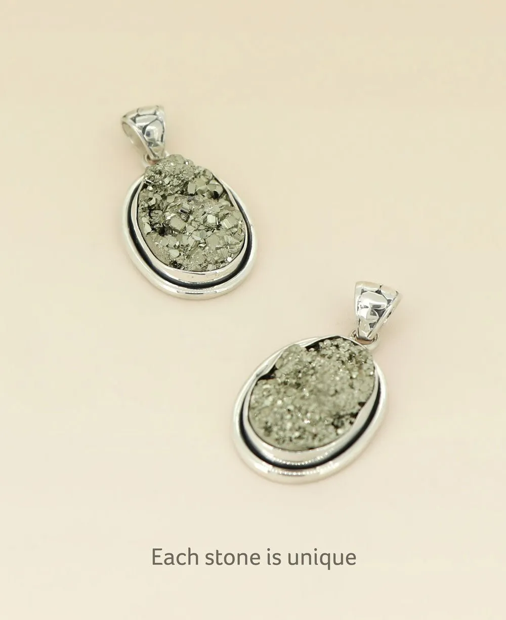 Sterling Silver Pyrite Gemstone Pendant