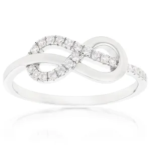 Sterling Silver Rhodium Plated Cubic Zirconia Infinity Ring