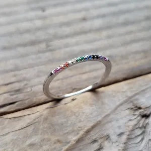 Sterling Silver Subtle Rainbow Ring