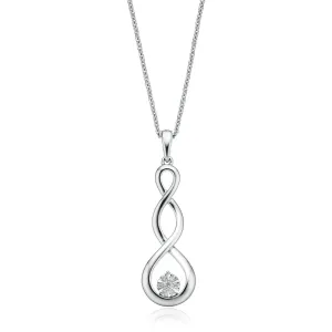 Sterling Silver with Diamond Set Infinity Drop Pendant