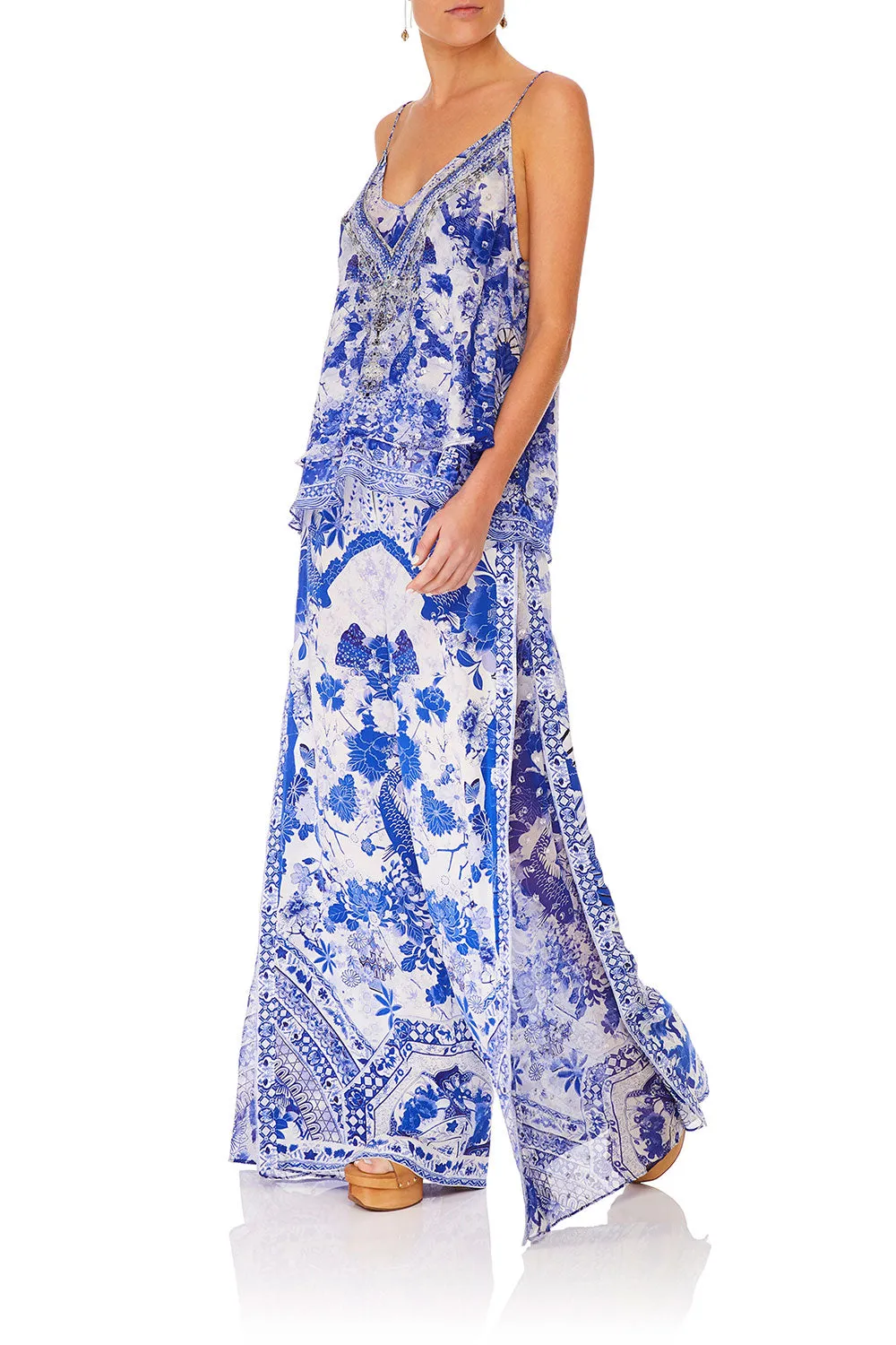 STRAP TOP WITH SHEER UNDERLAY THE FAN SEA