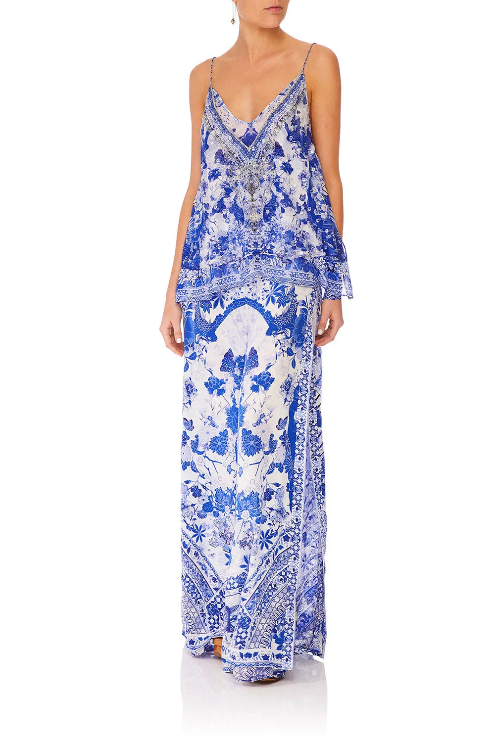 STRAP TOP WITH SHEER UNDERLAY THE FAN SEA